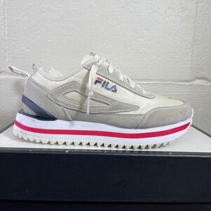 FILA 5CM01663-126 Platform White Red Walking Shoes Sneakers Women's Size 8